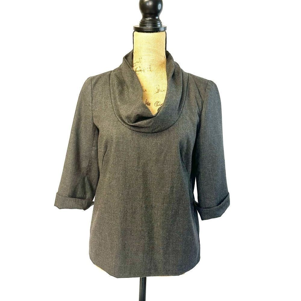 J Crew Wool Blend Gray Cowl Neck Blouse Top
